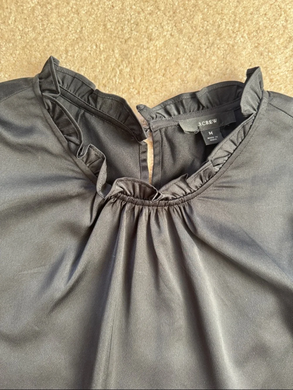 J. Crew Black Ruffle-Trim Long Sleeve Top - Picture 4 of 10